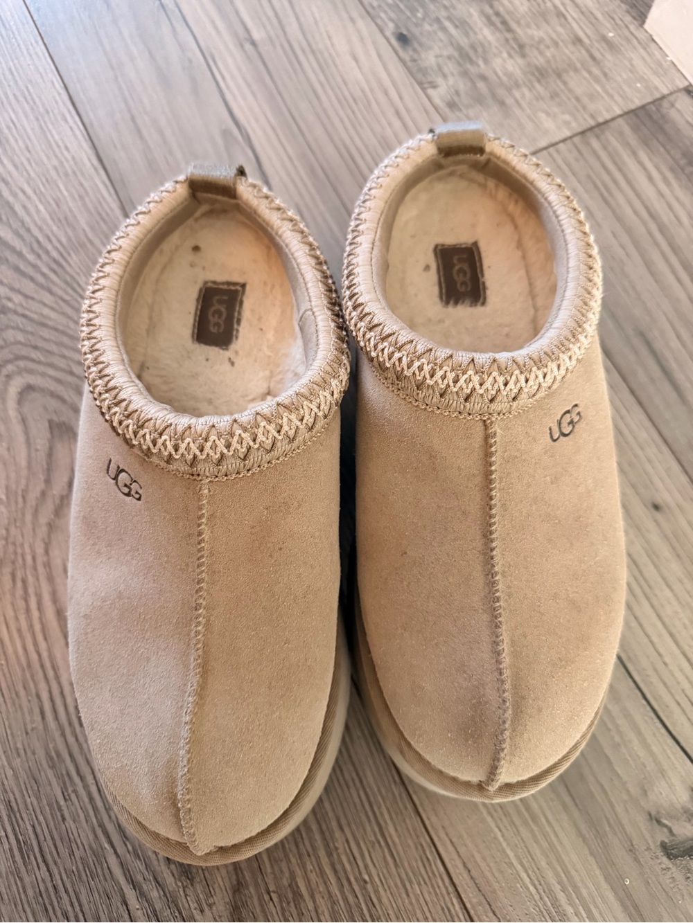 UGG Kids Tan Suede Cozy Slip-On Clogs